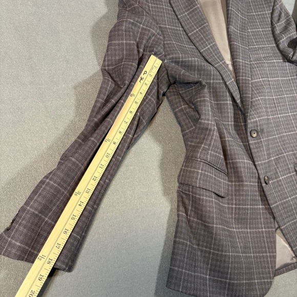 Jos A Bank Blazer Mens 42L Brown Plaid Traveler Travel Tech Slim Fit Jacket Coat - Picture 8 of 10